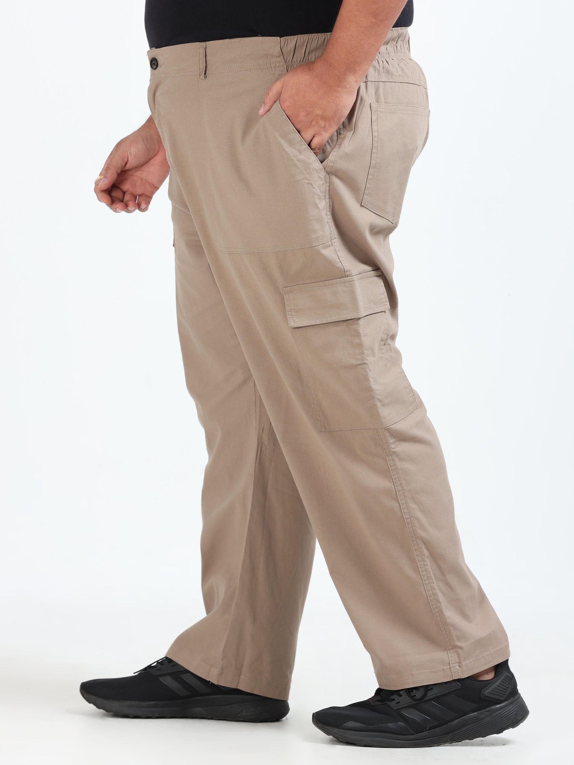 Classic Curve Plus Size Beige Cargo Pants  for Men