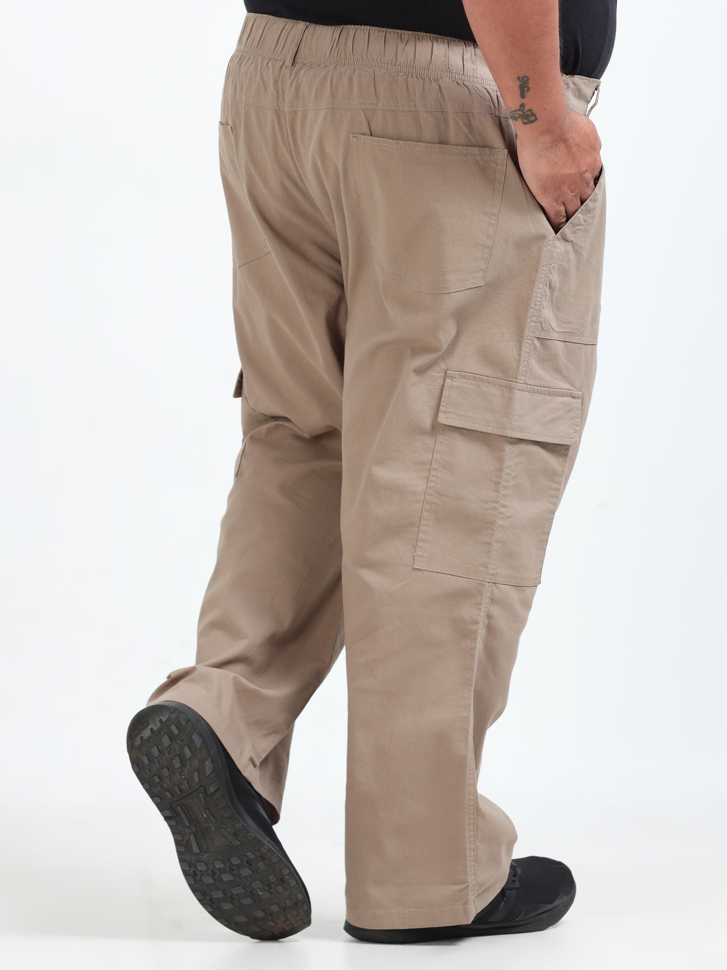 Classic Curve Plus Size Beige Cargo Pants  for Men