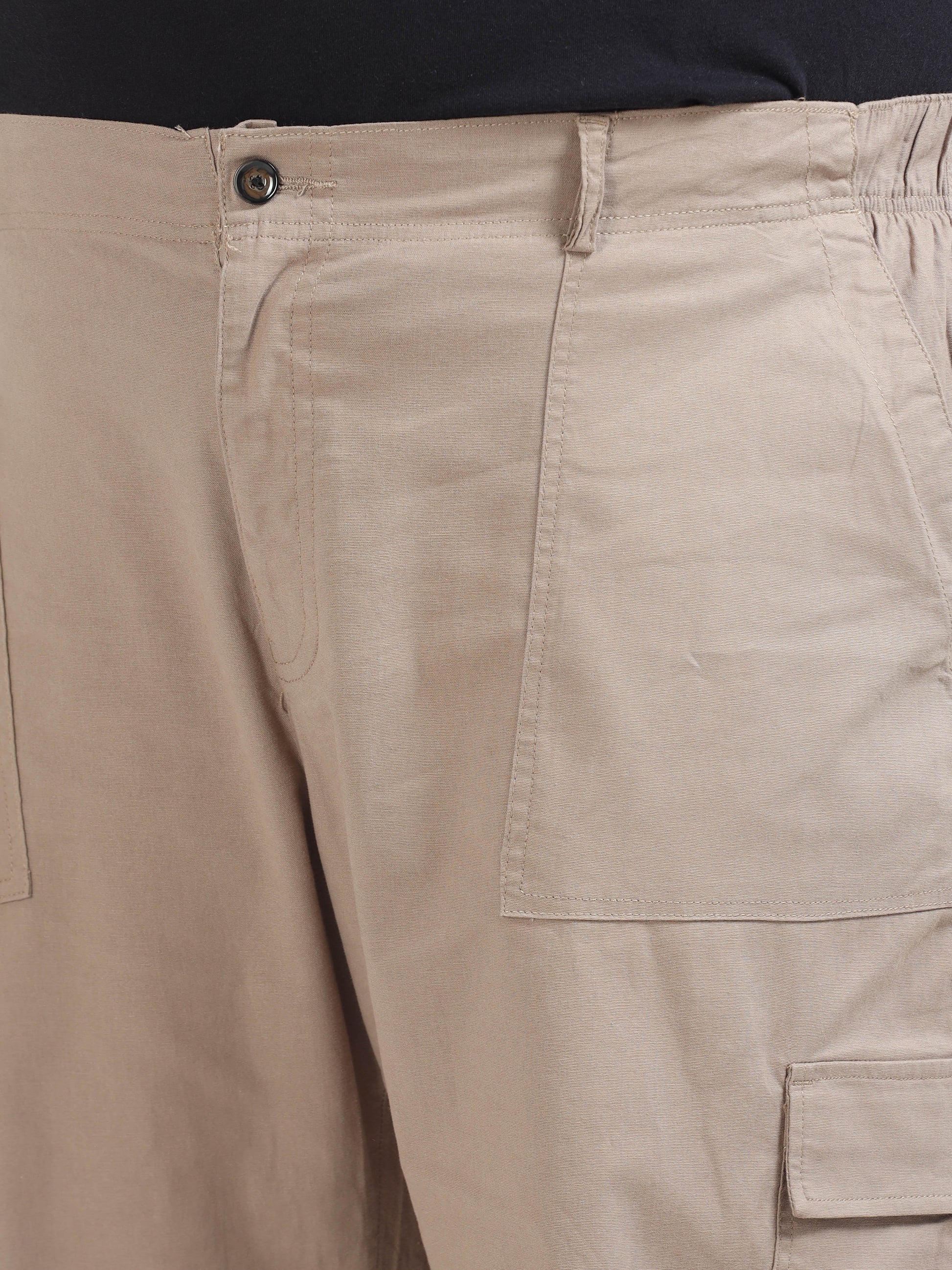 Classic Curve Plus Size Beige Cargo Pants  for Men