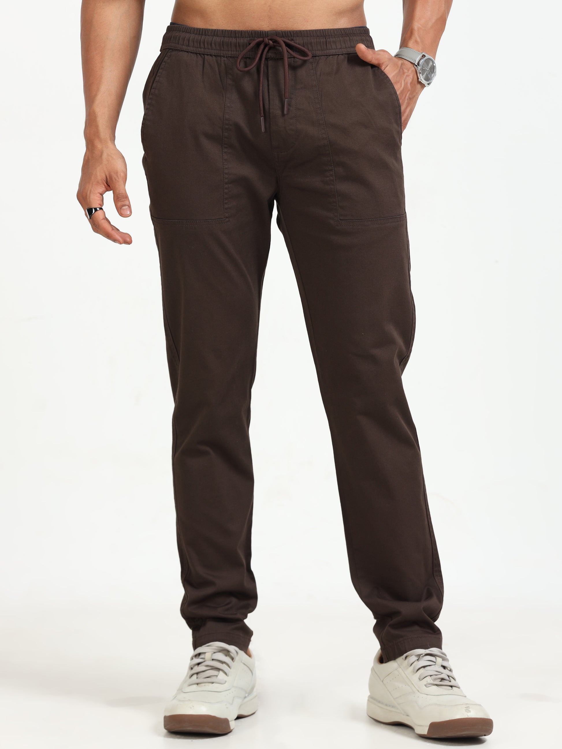 Brown Comfy Airport Trousers for Men