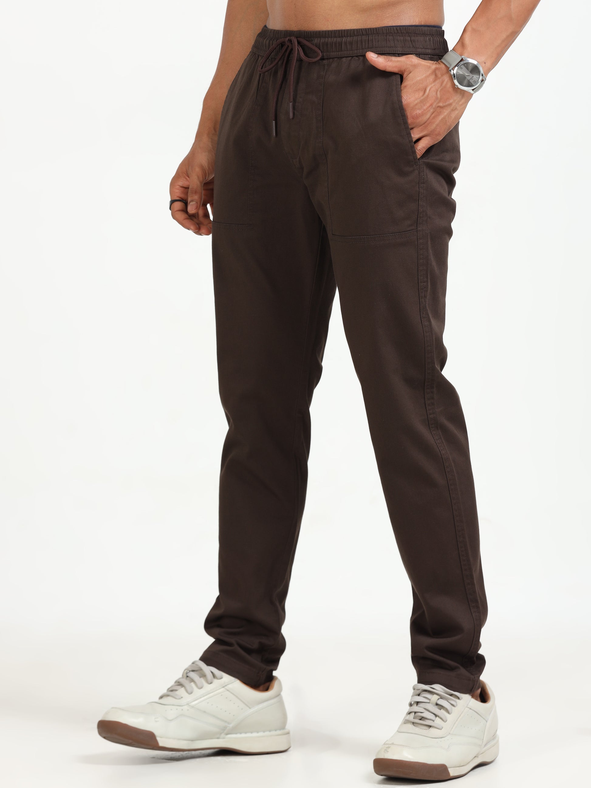 Brown Comfy Airport Trousers for Men