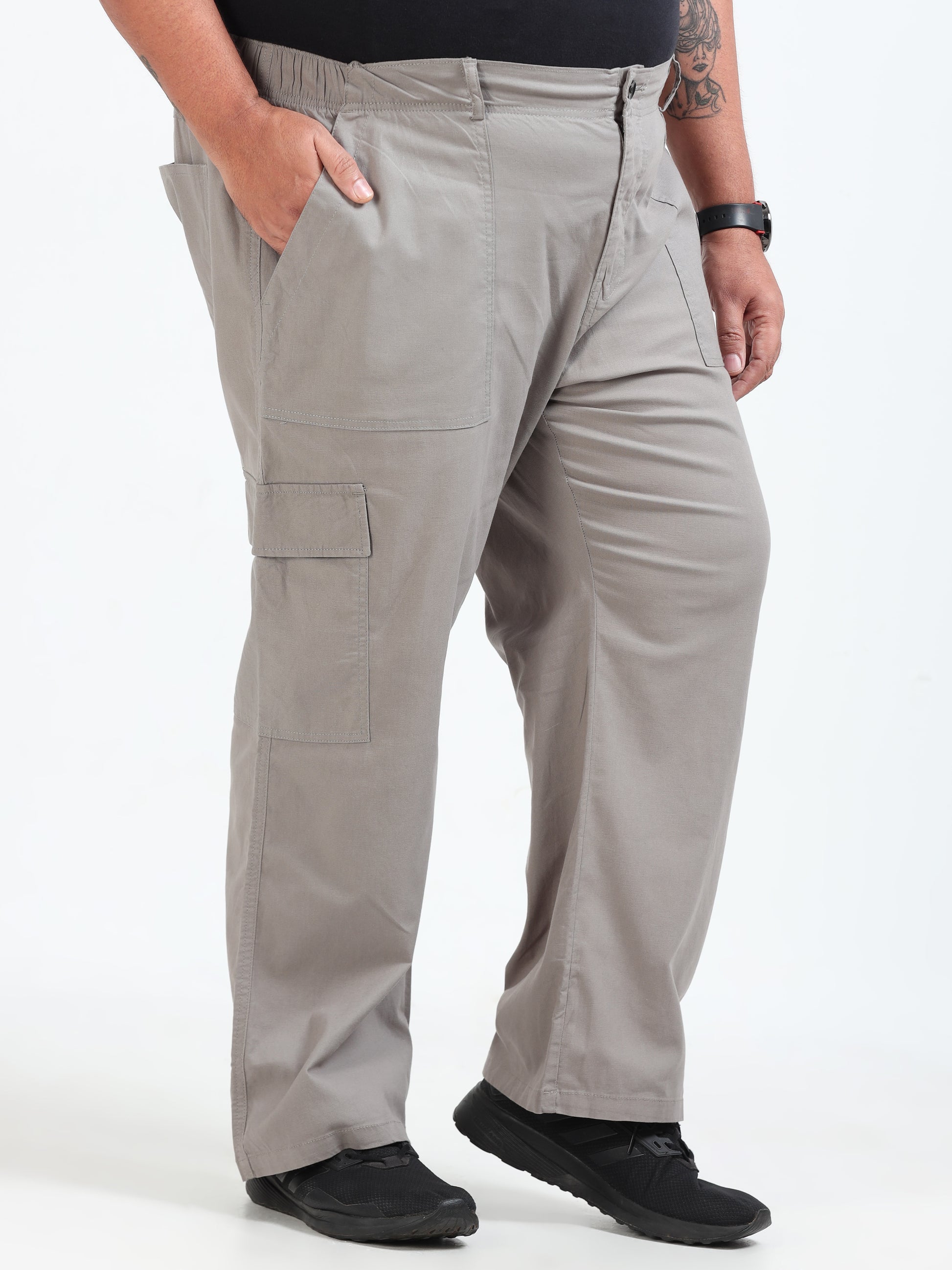 Classic Curve Plus Size Khaki Cargo Pants for Men