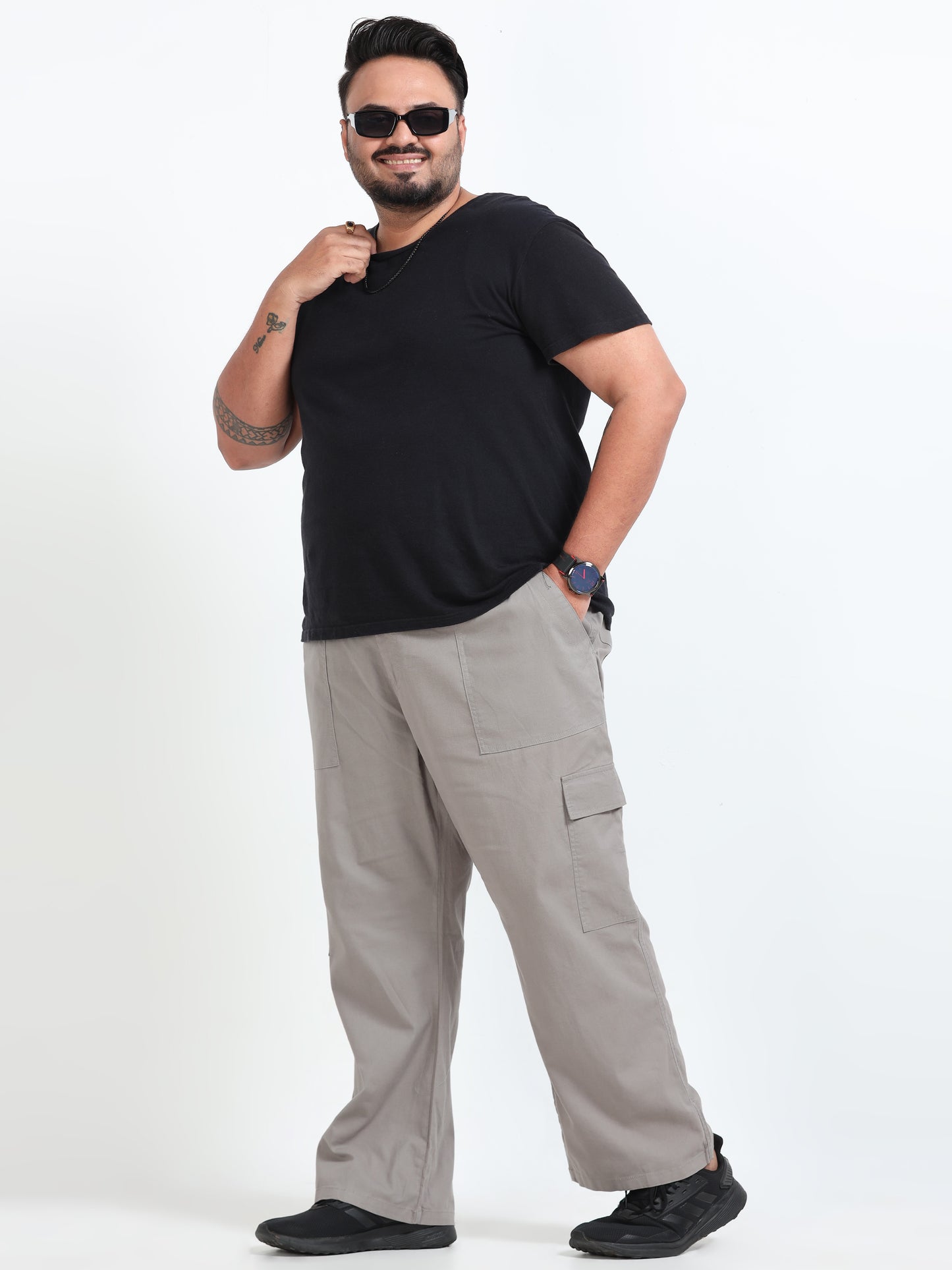 Classic Curve Plus Size Khaki Cargo Pants for Men