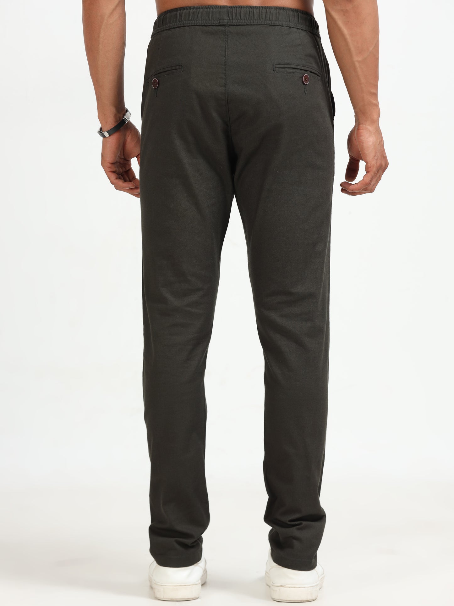 Traveller Olive Linen Trousers for Men