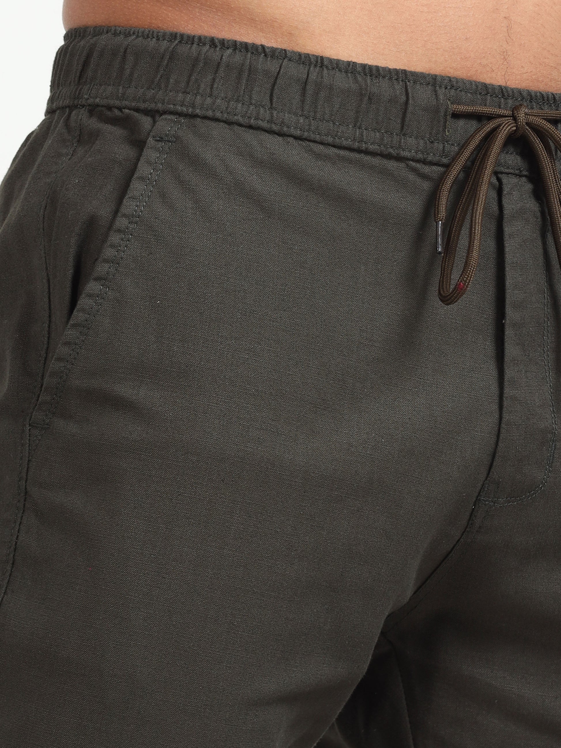 Traveller Olive Linen Trousers for Men