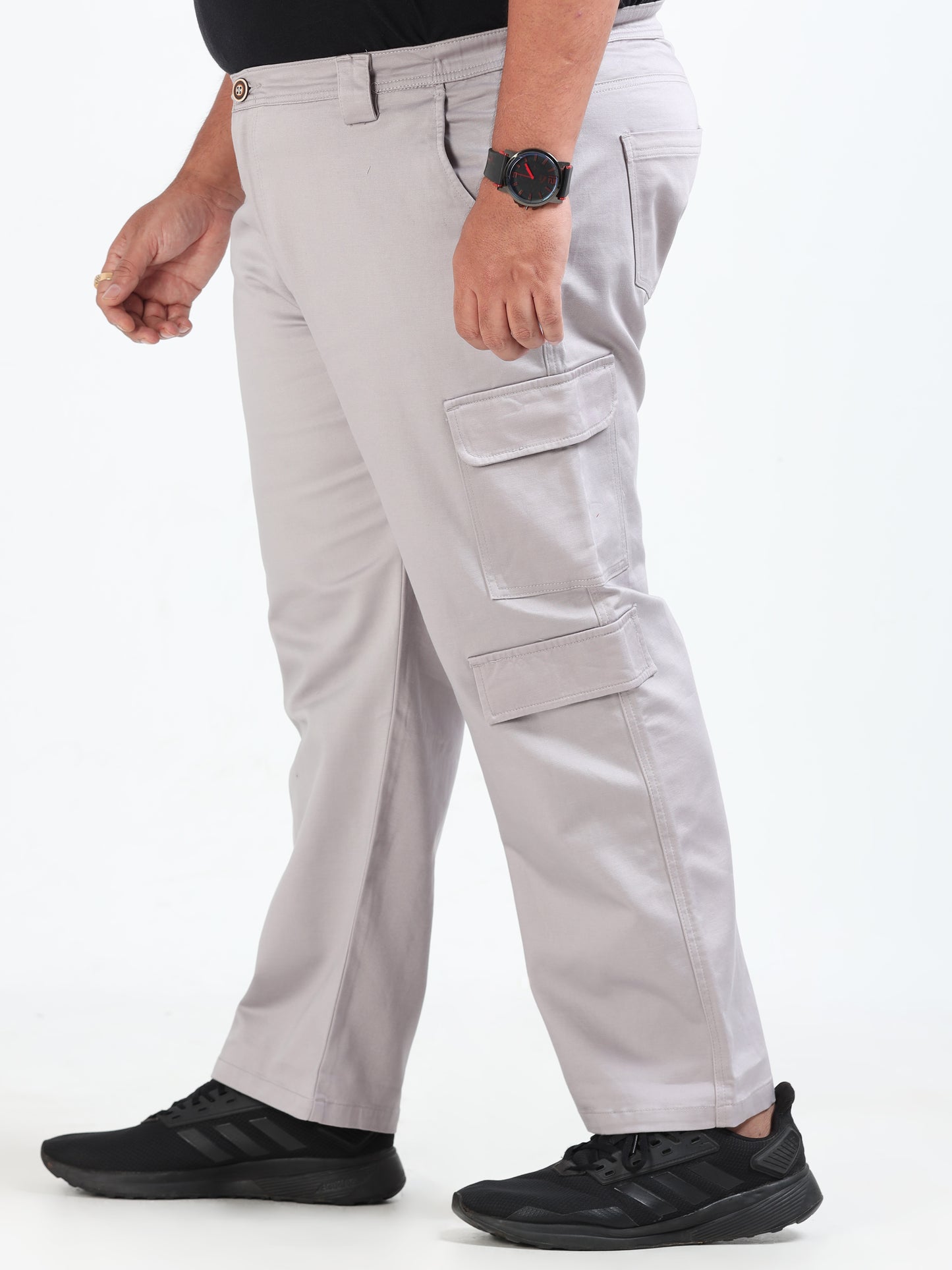 Classic Stone Plus Size Cargo Pants with Pockets for Men