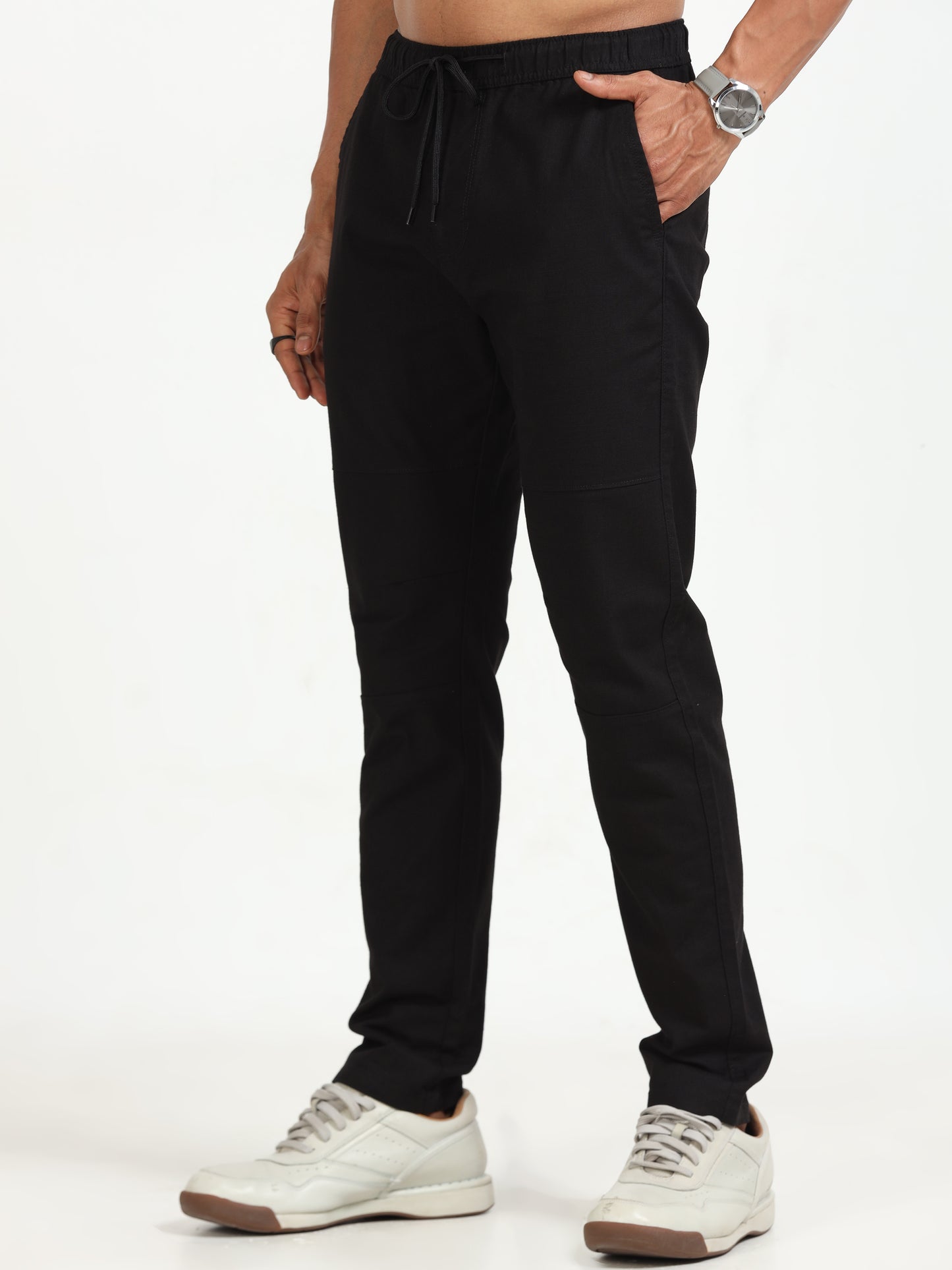 Traveller Black Linen Pants for Men