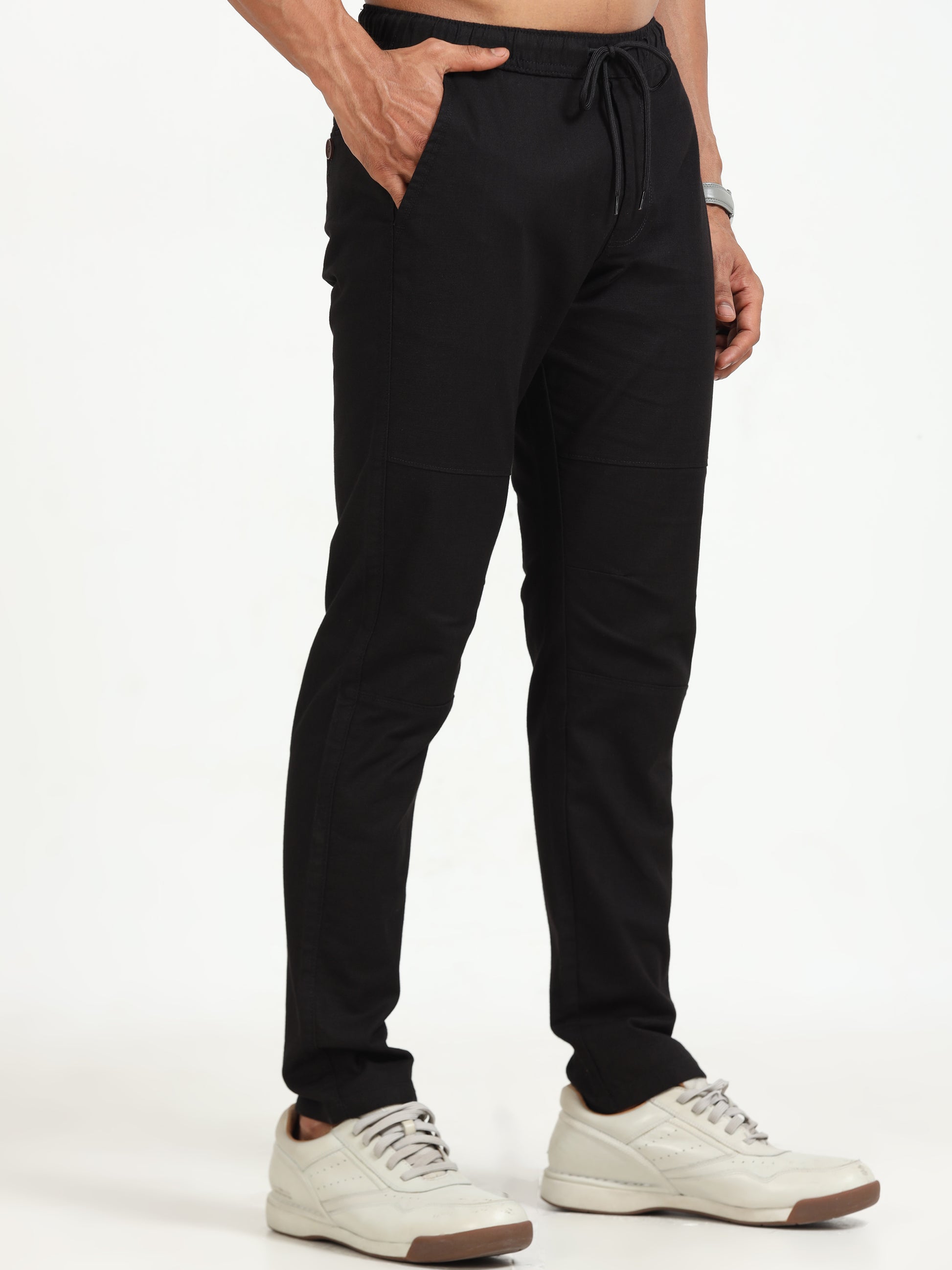 Traveller Black Linen Pants for Men