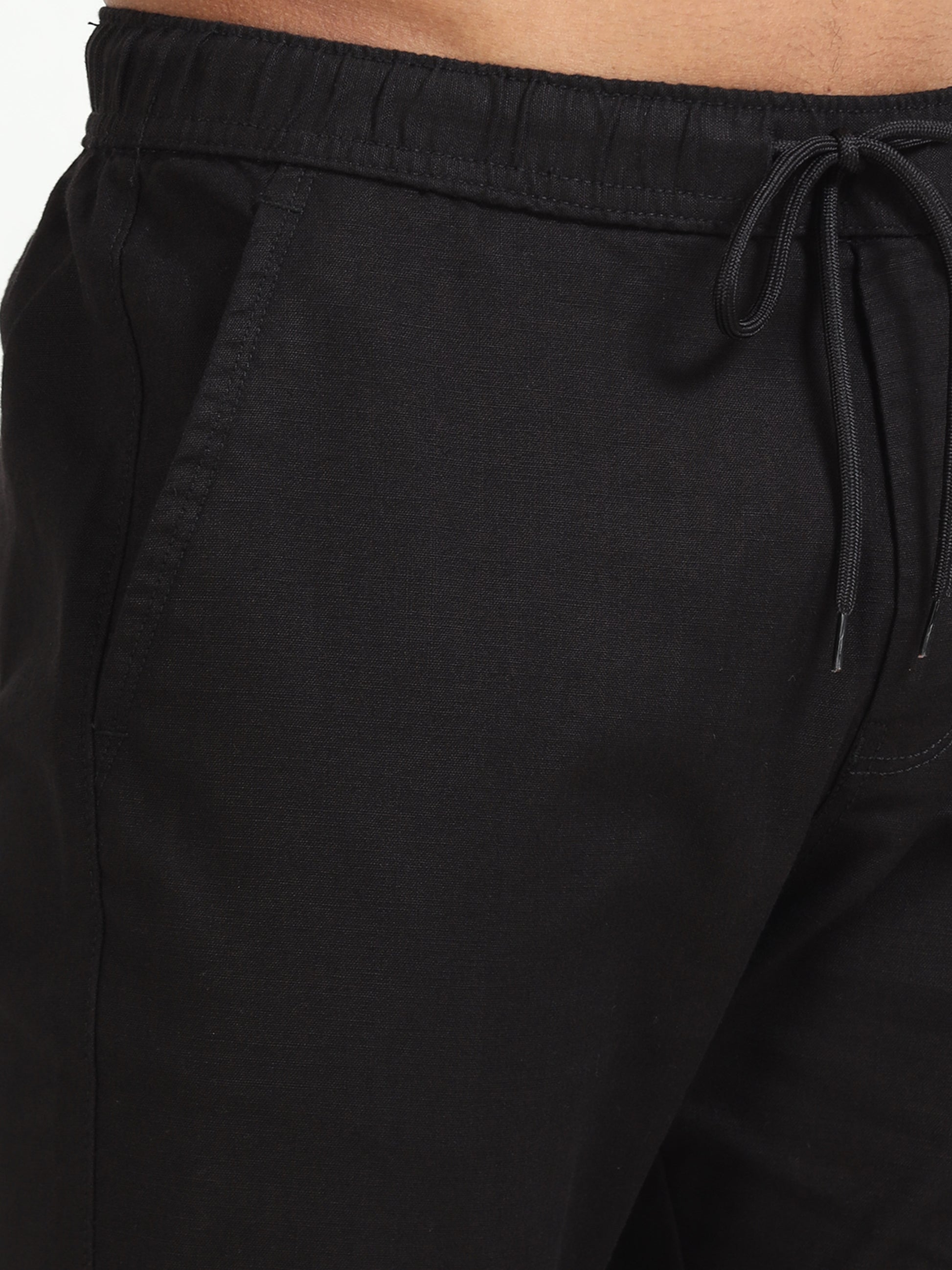 Traveller Black Linen Pants for Men