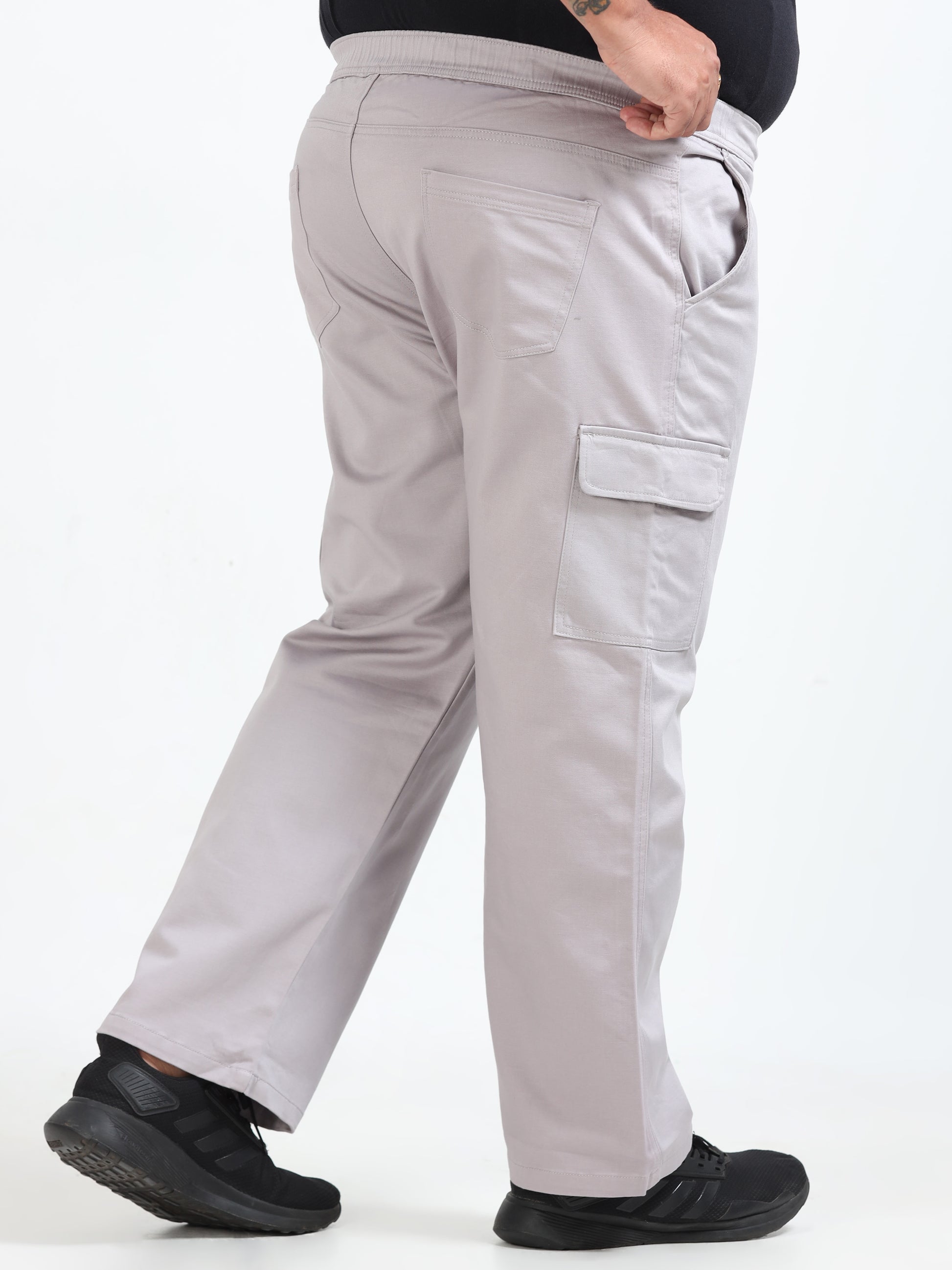 Classic Stone Plus Size Cargo Pants with Pockets for Men