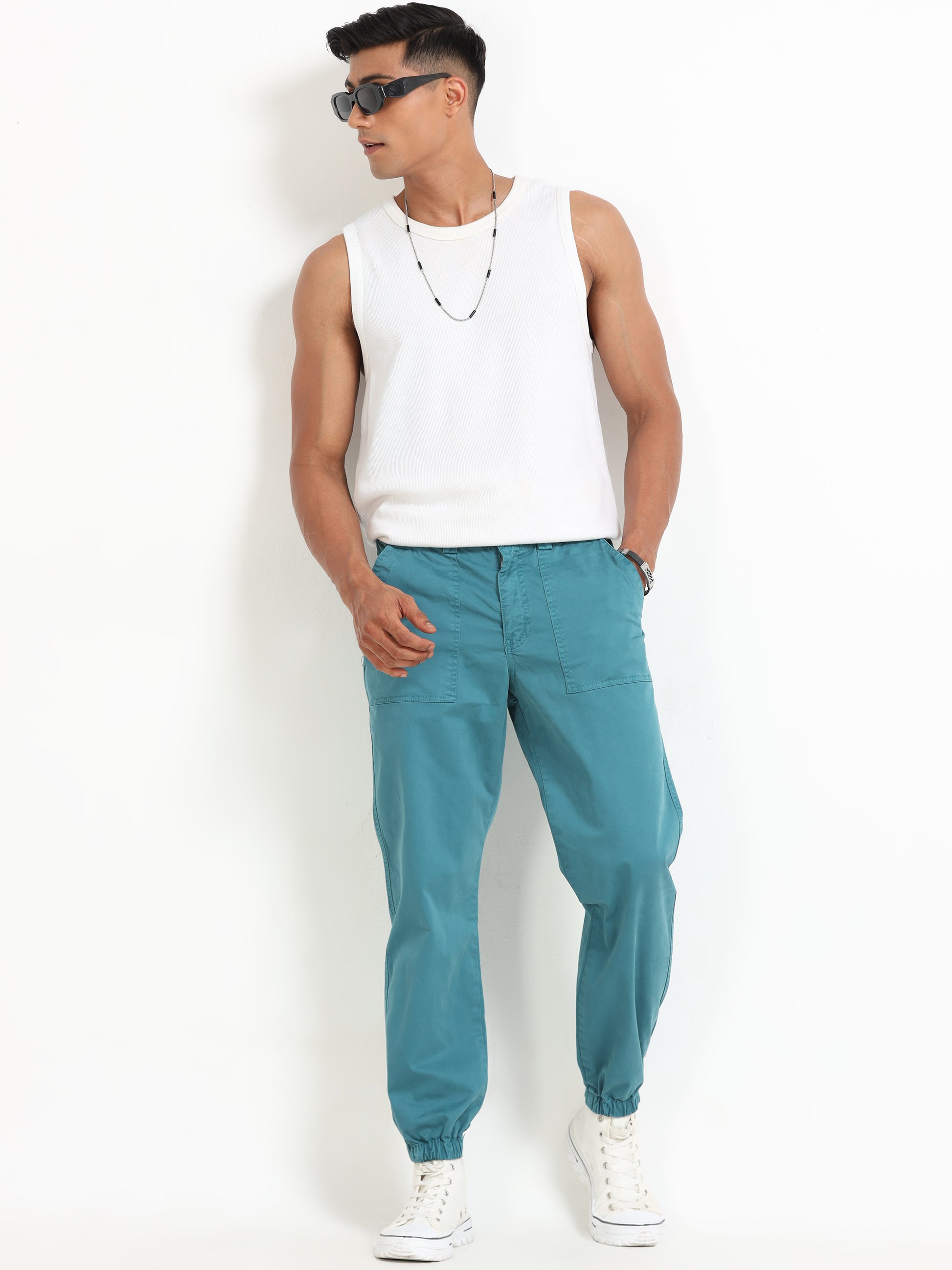 Vintage Blue Jogger Pants Mens