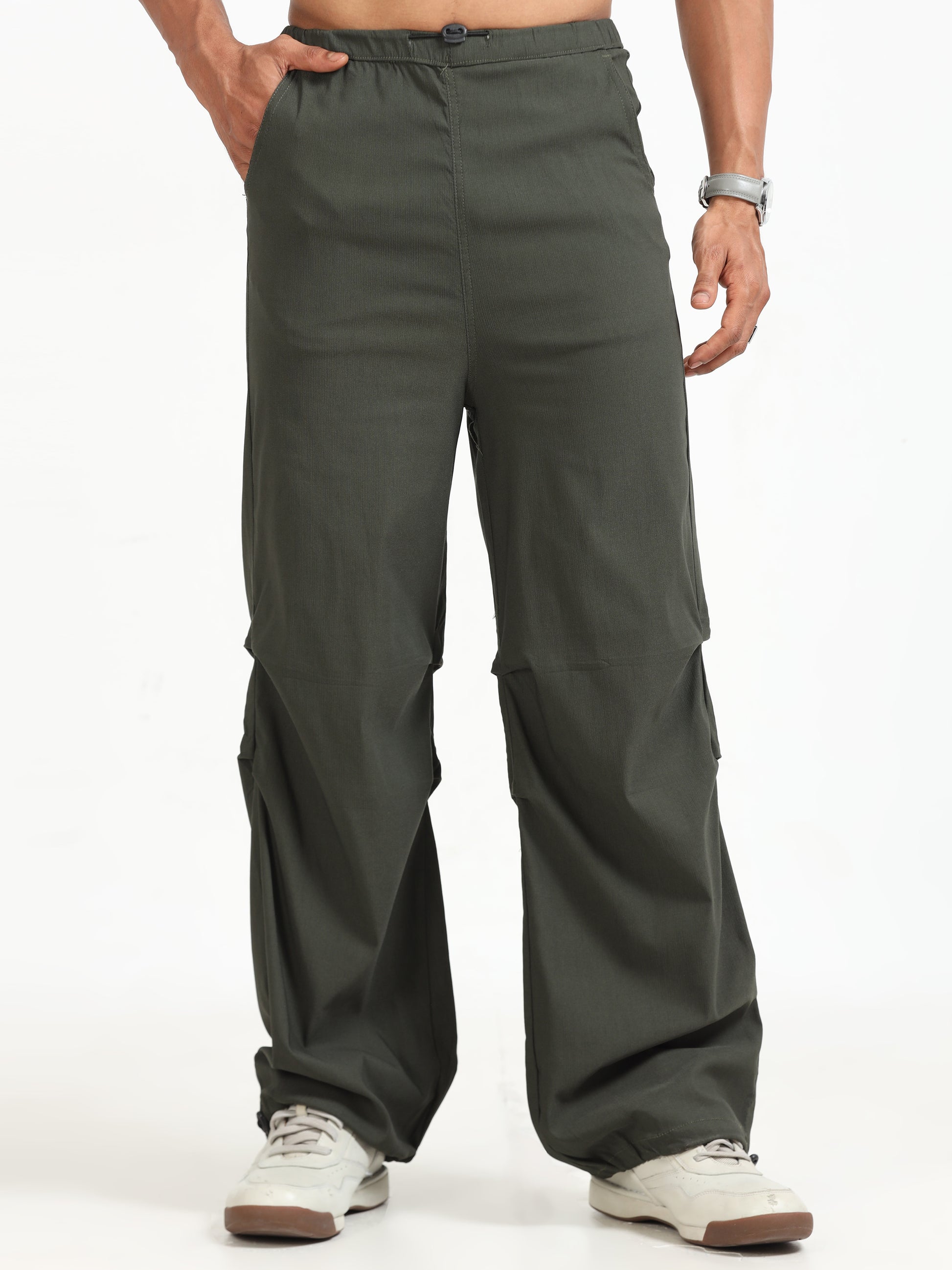 Olive Parachute Pants for Men