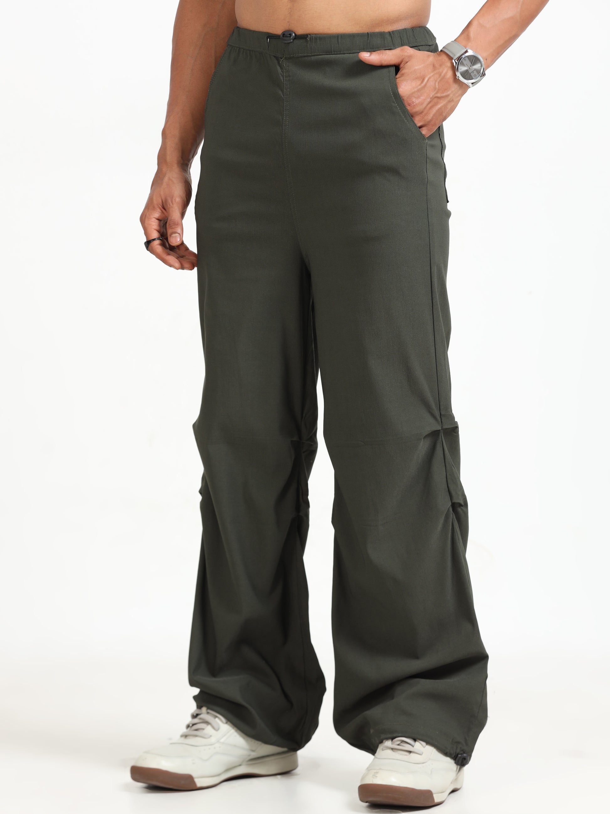 Olive Parachute Pants for Men