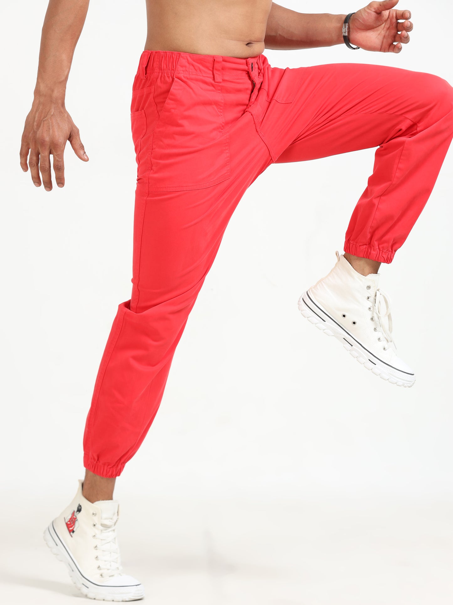 Vintage Red Jogger Pants for Men