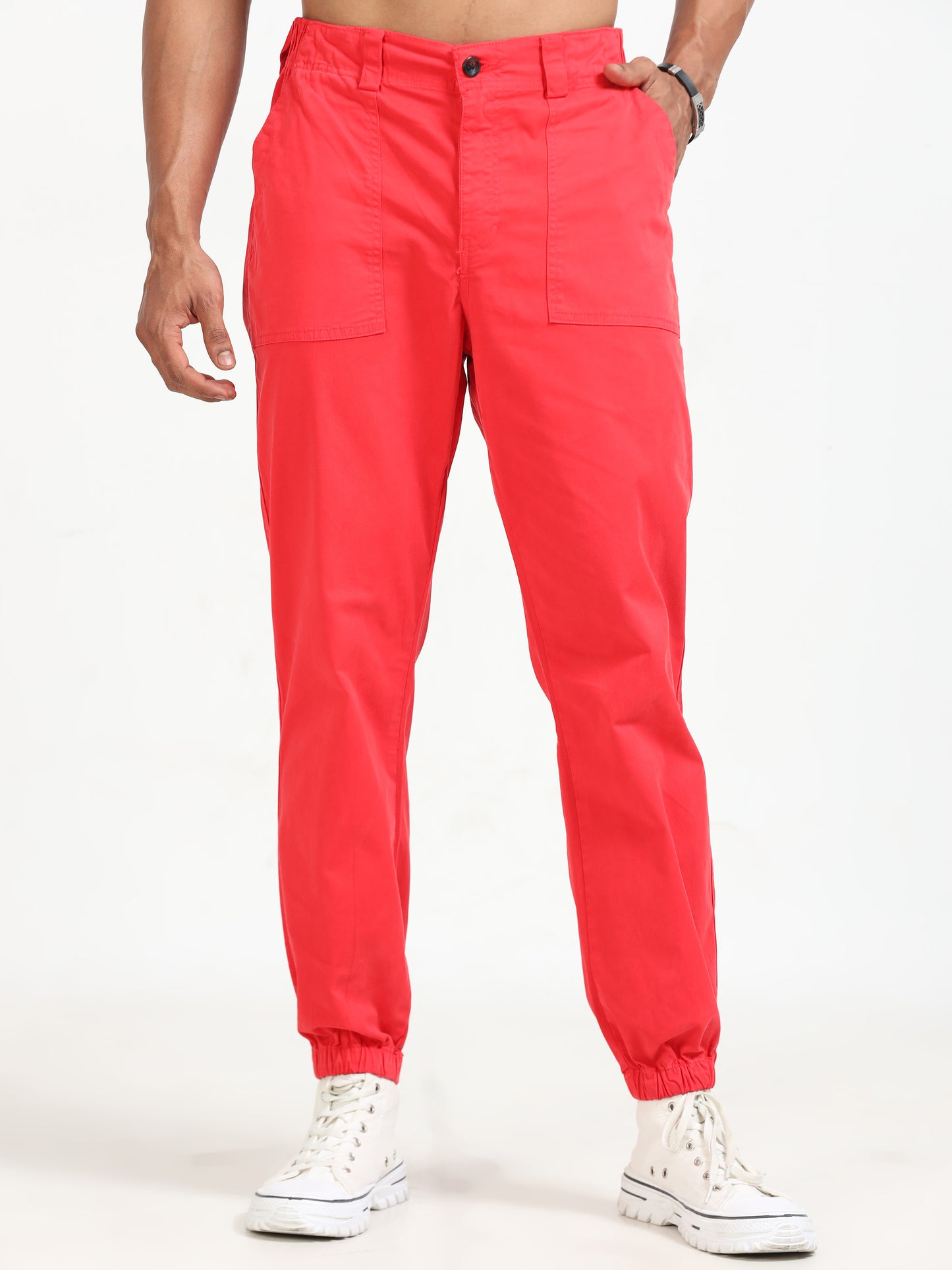 Vintage Red Jogger Pants for Men