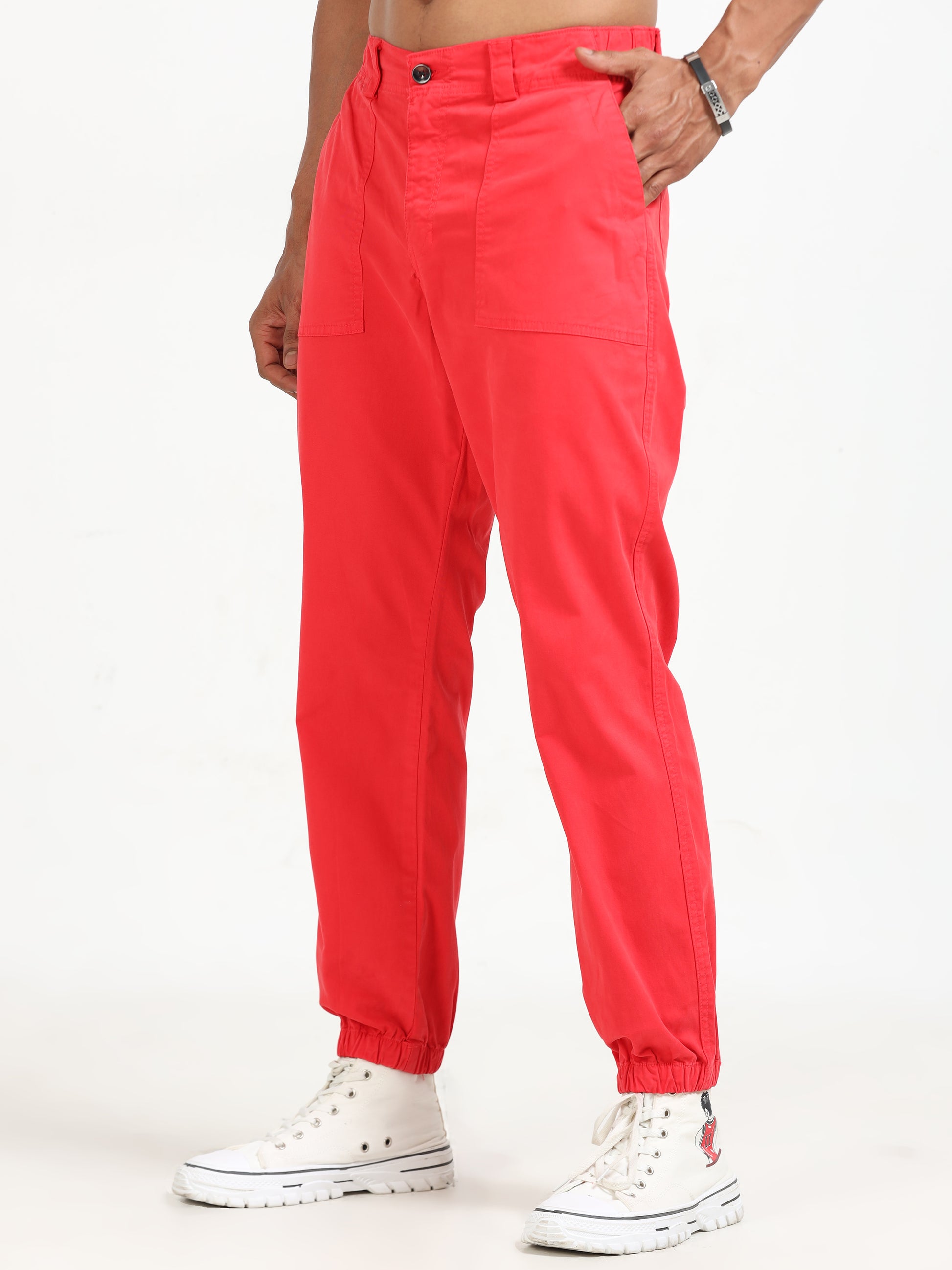 Vintage Red Jogger Pants for Men