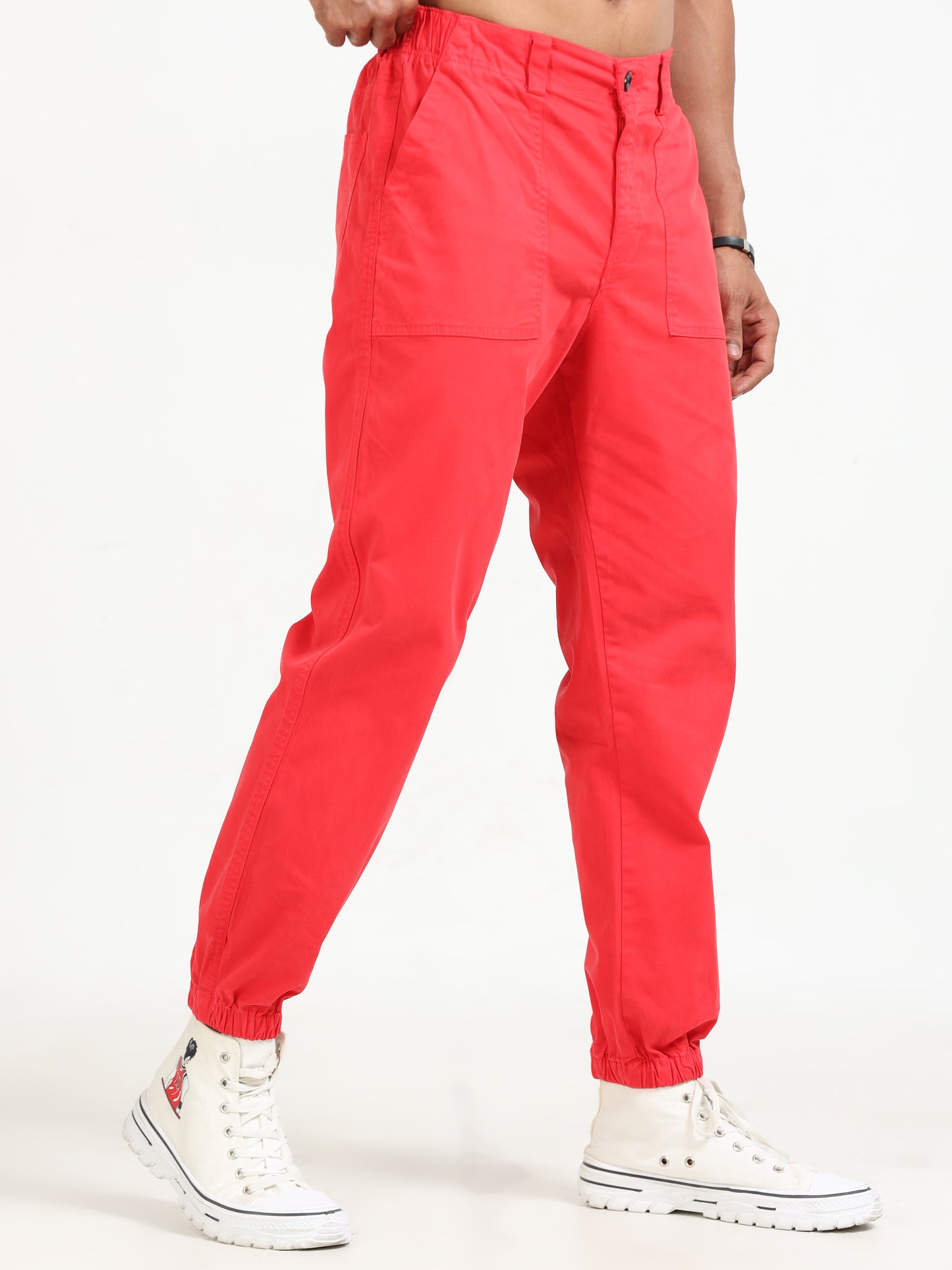 Vintage Red Jogger Pants for Men