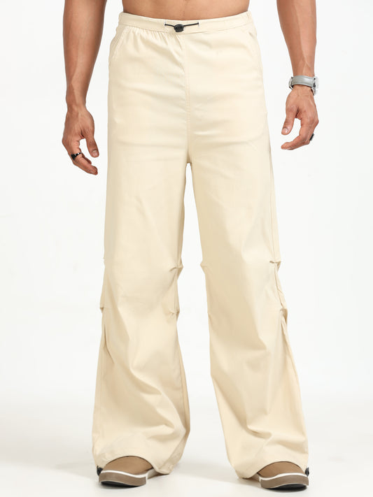 Beige Parachute Trousers for Men