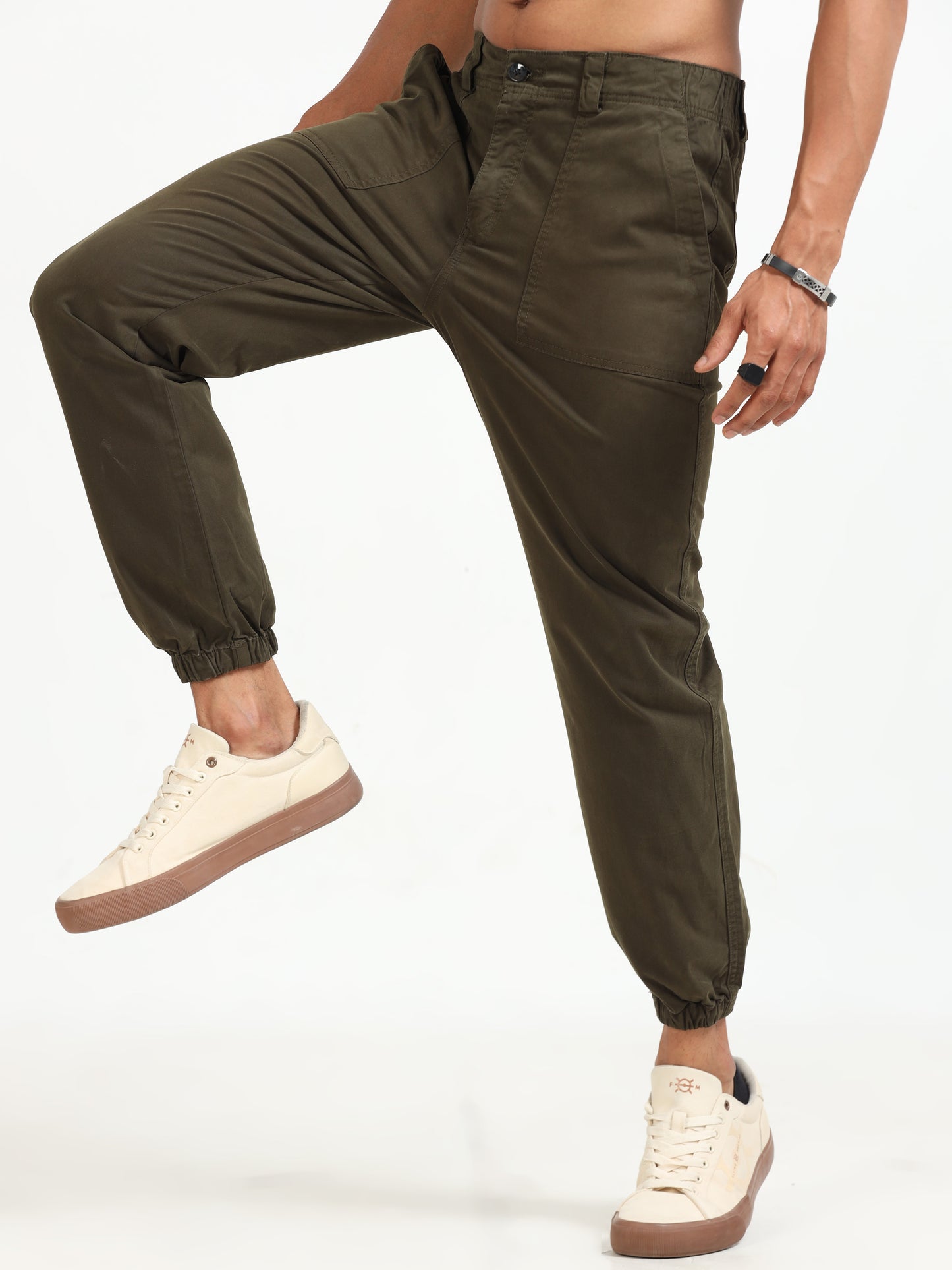 Olive Vintage Jogger Pants for Men