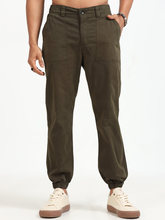 Olive Vintage Jogger Pants for Men