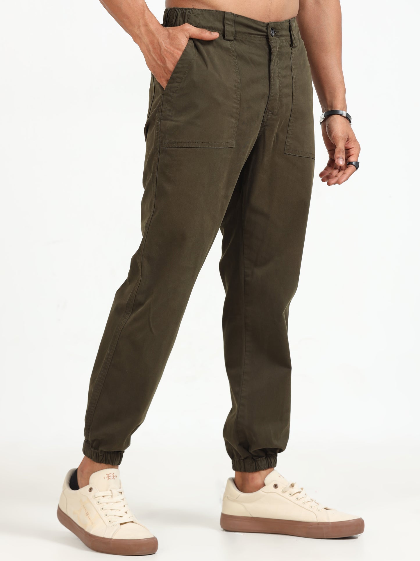 Olive Vintage Jogger Pants for Men