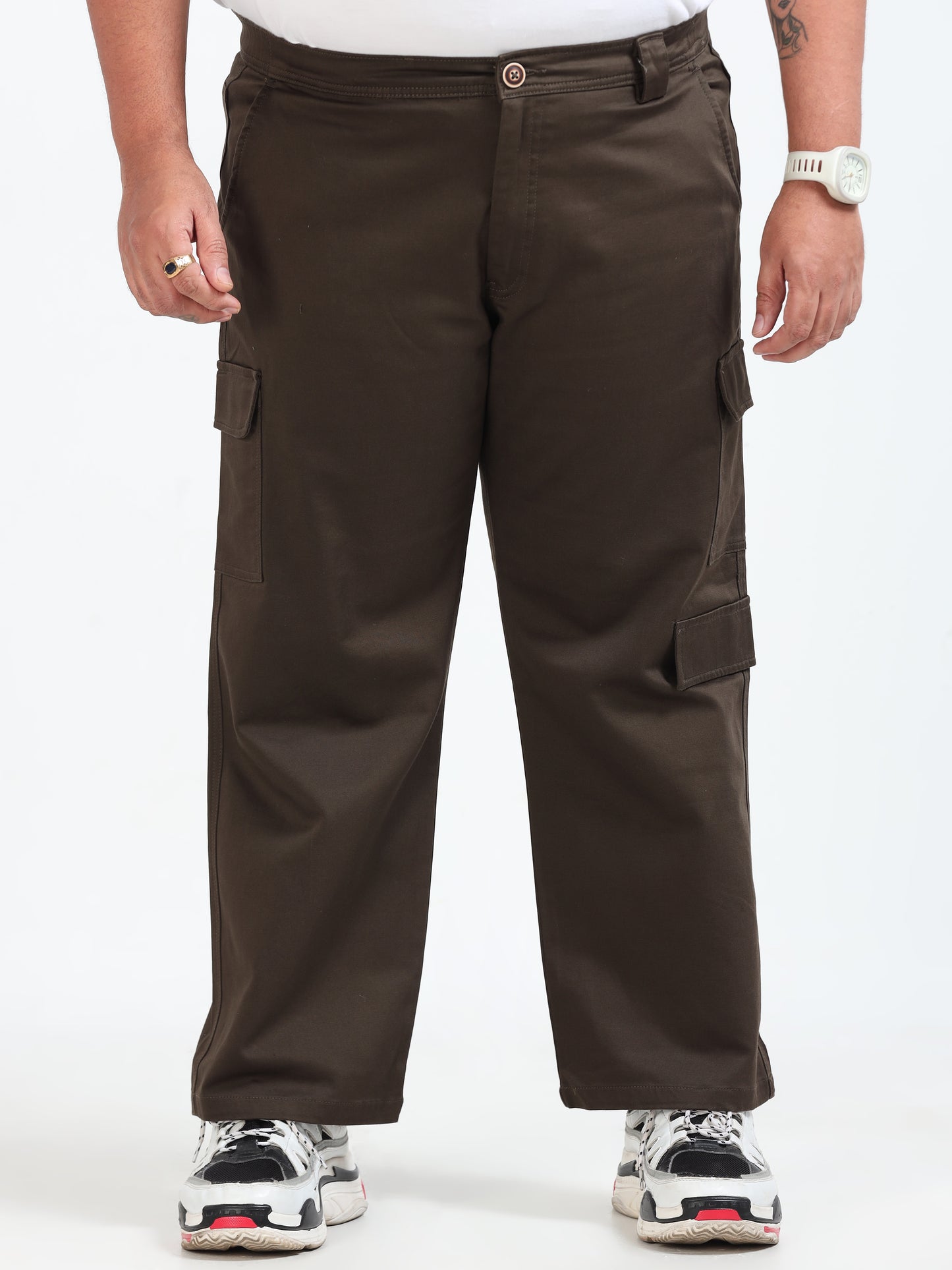 Classic Boohoo Olive Big Size Cargo Pants for Men