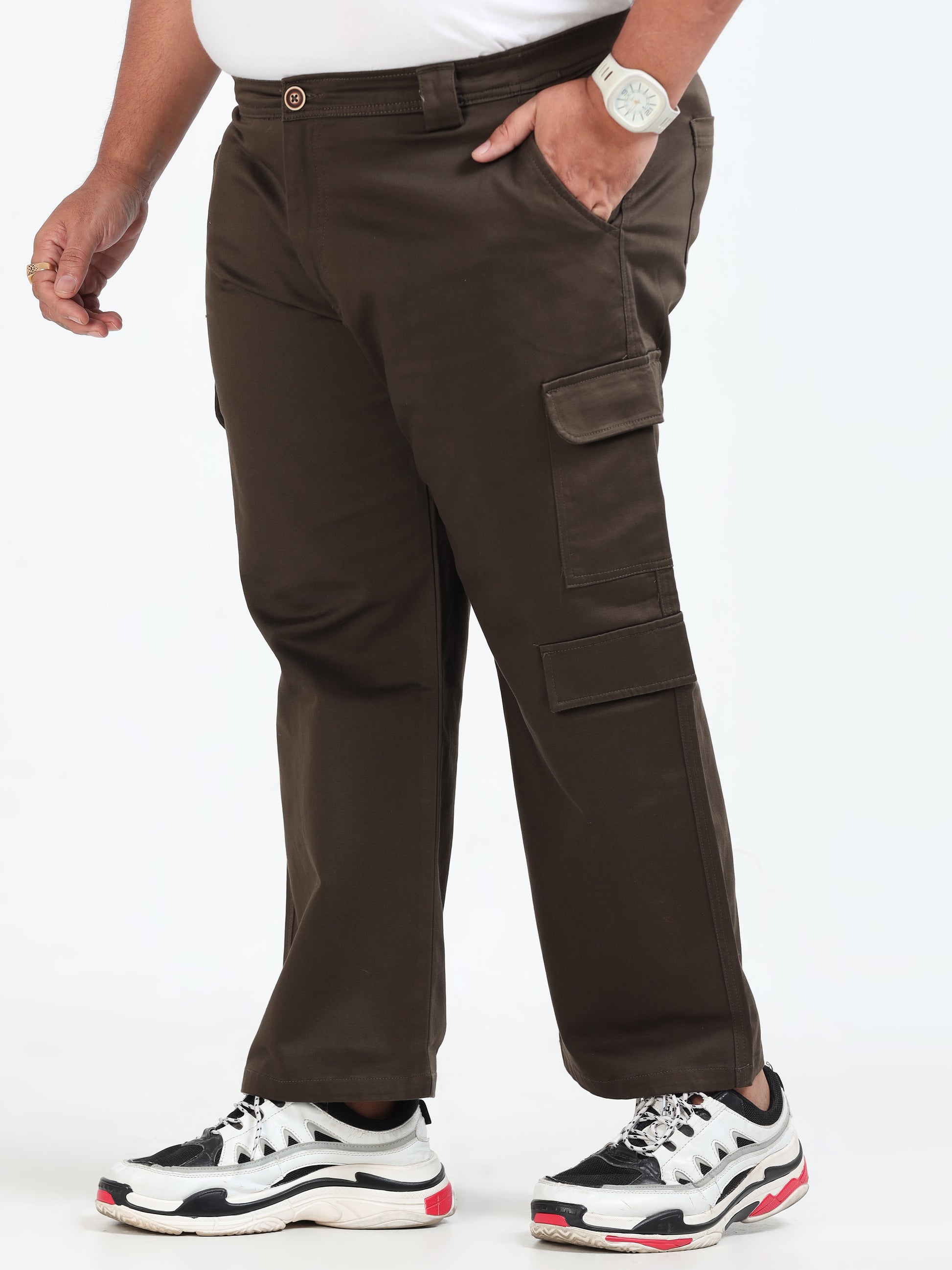 Classic Boohoo Olive Big Size Cargo Pants for Men