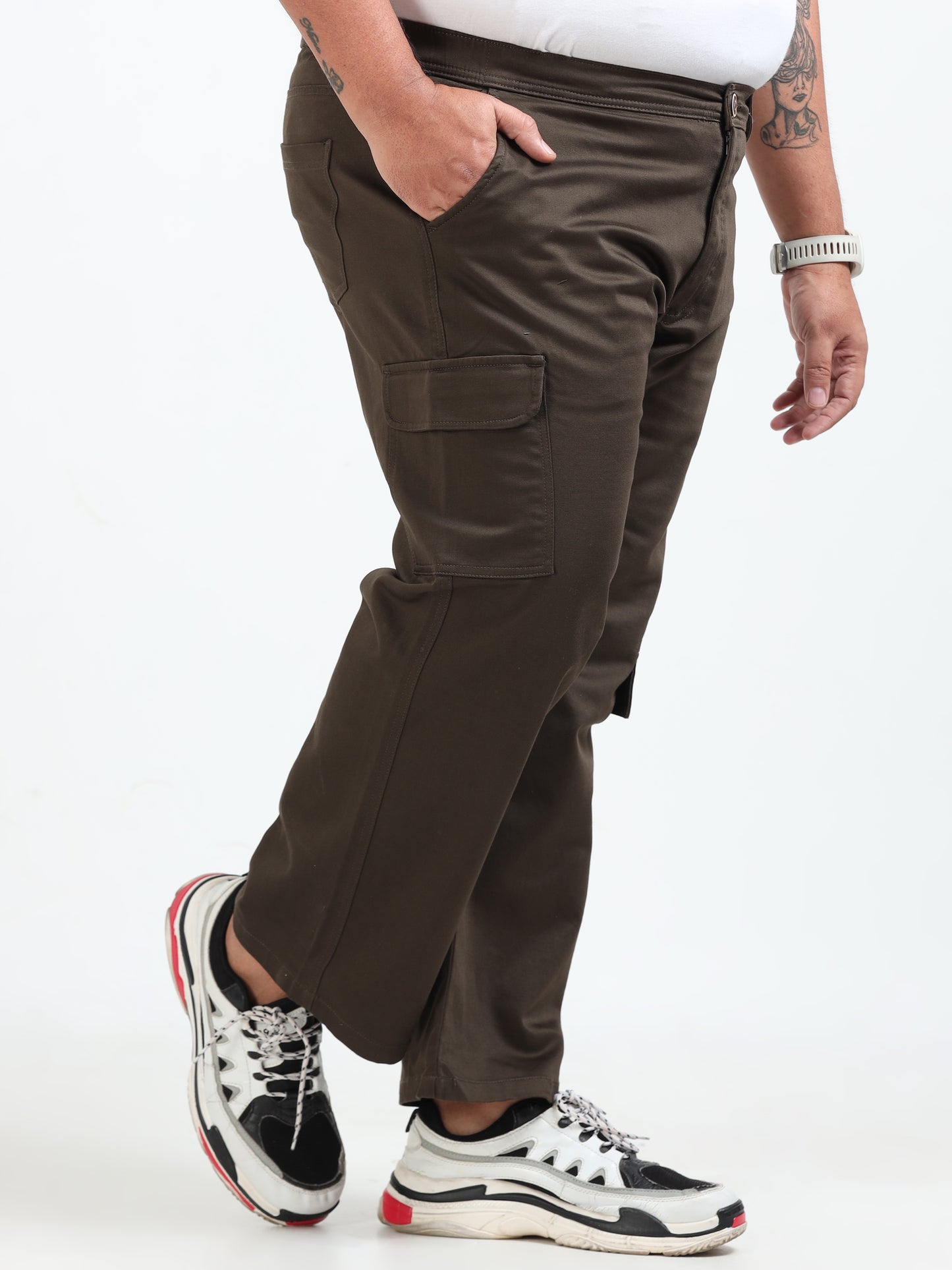 Classic Boohoo Olive Big Size Cargo Pants for Men