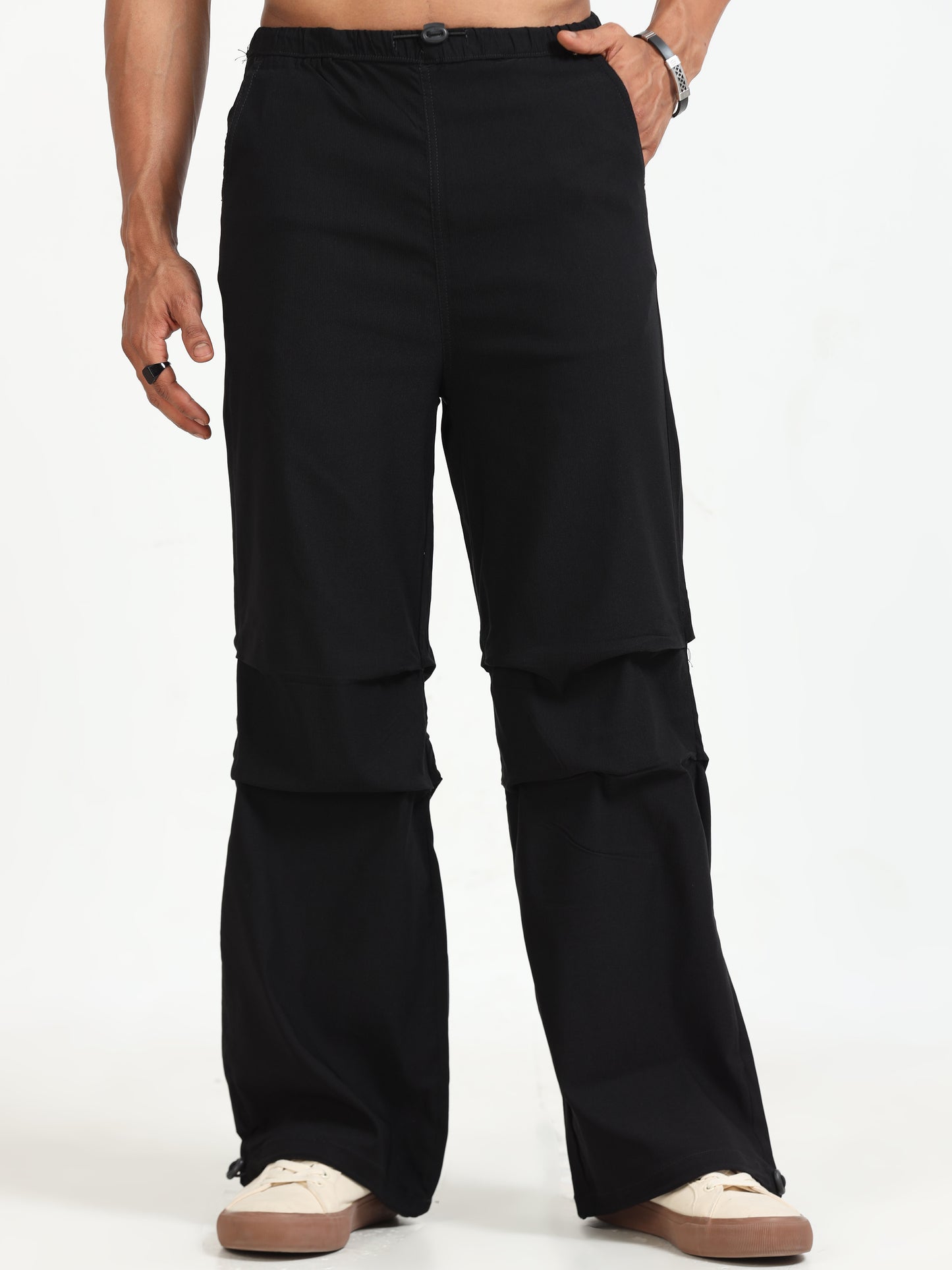 Black Parachute Trousers for Men