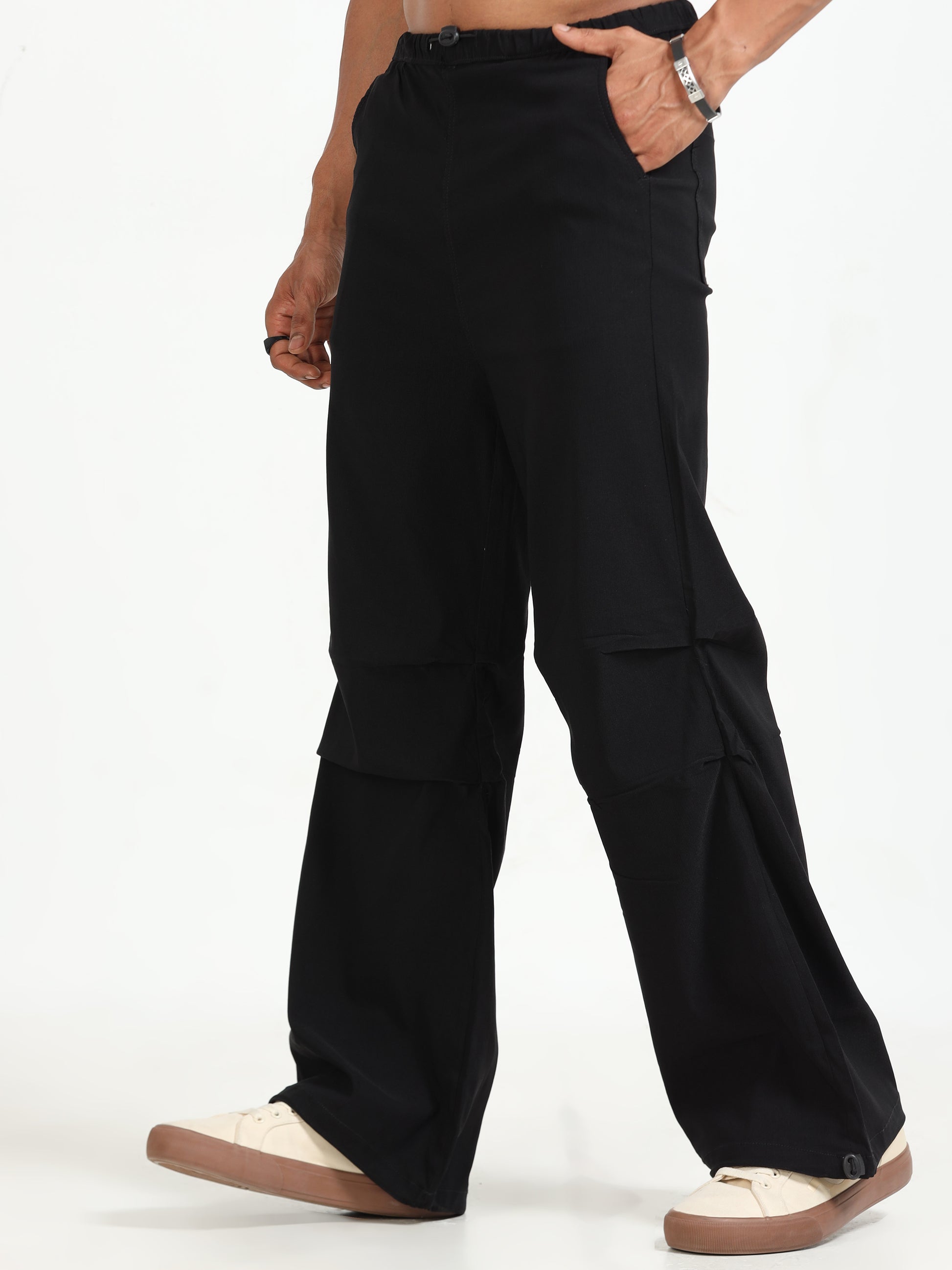 Black Parachute Trousers for Men