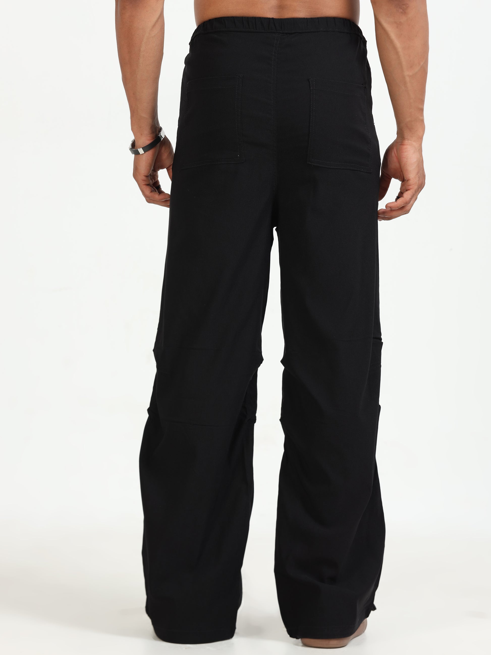 Black Parachute Trousers for Men