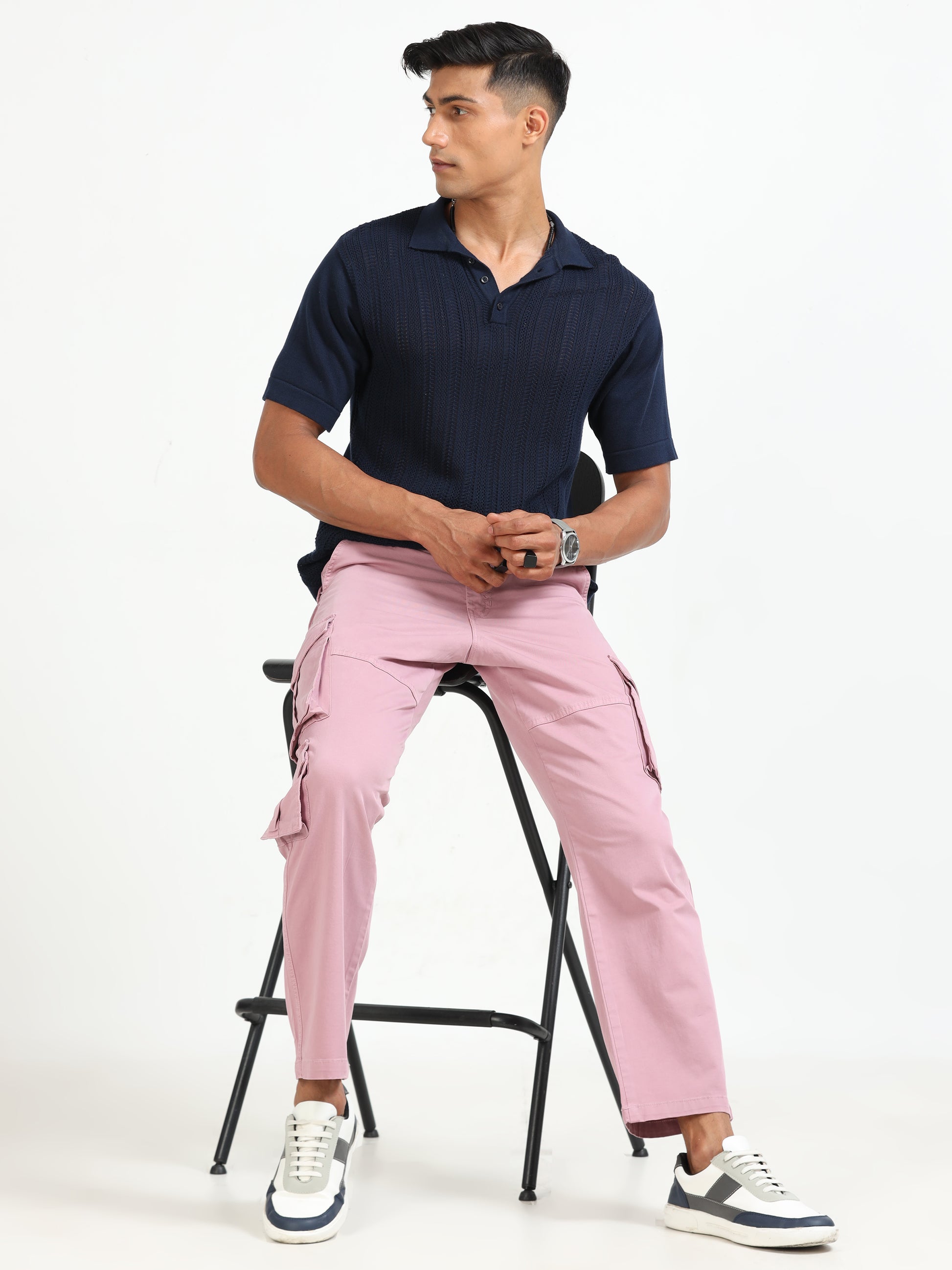 Pink Vintage Cargo Pants for Men