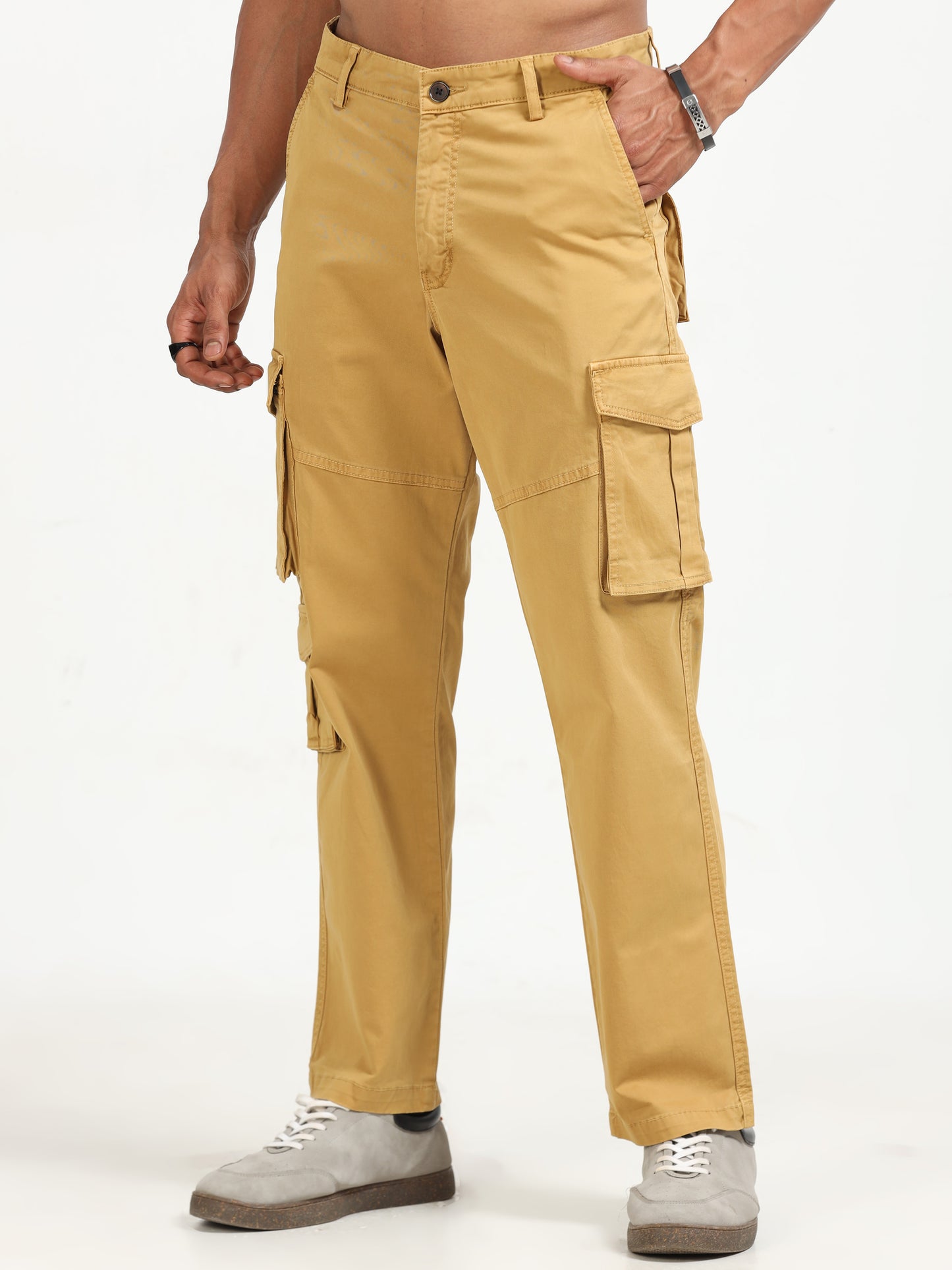 Khaki Vintage Cargo Pants for Men