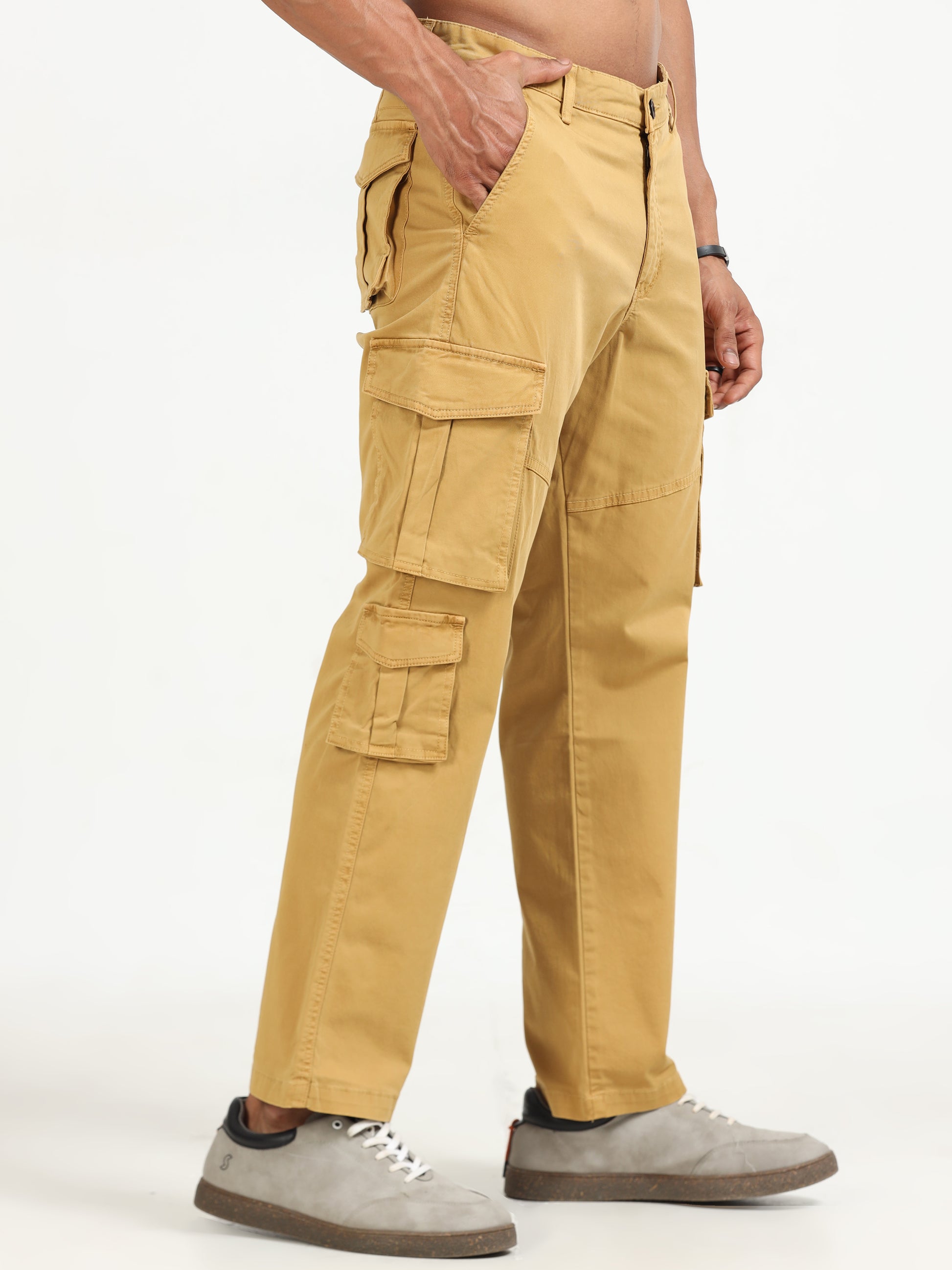 Khaki Vintage Cargo Pants for Men