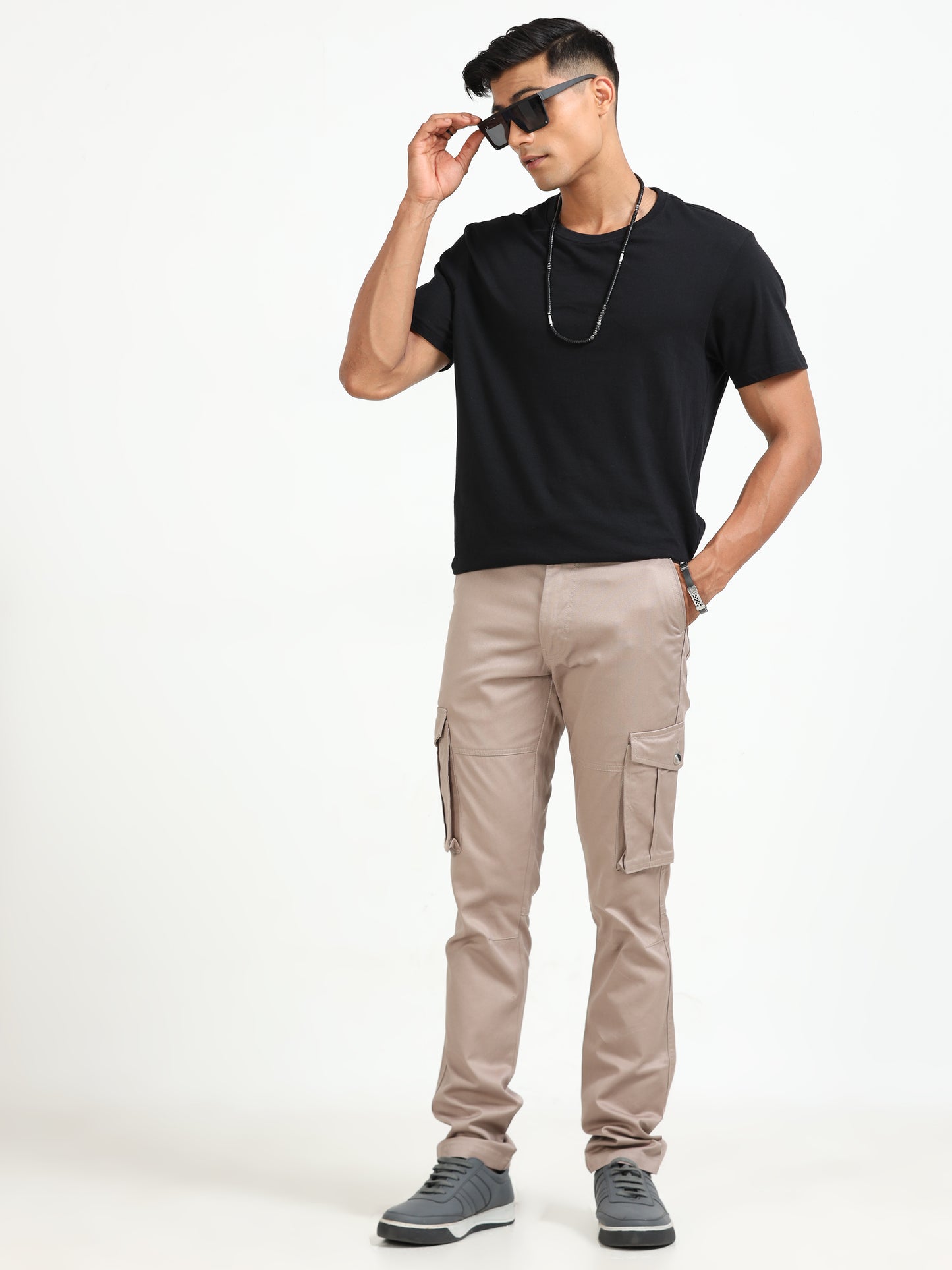 Popcorn Dobby Cargo Pants Khaki for Men