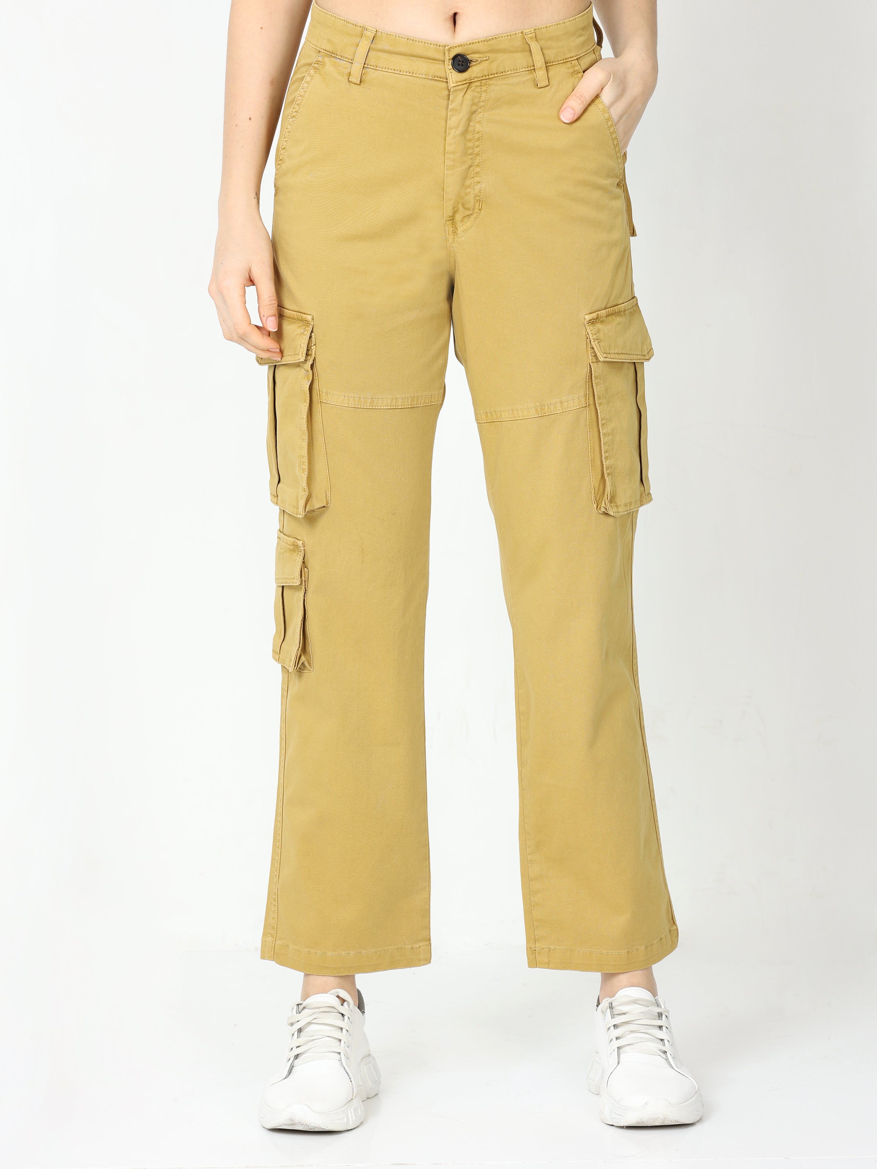Buy stylish khaki cargo trousers women online at great price